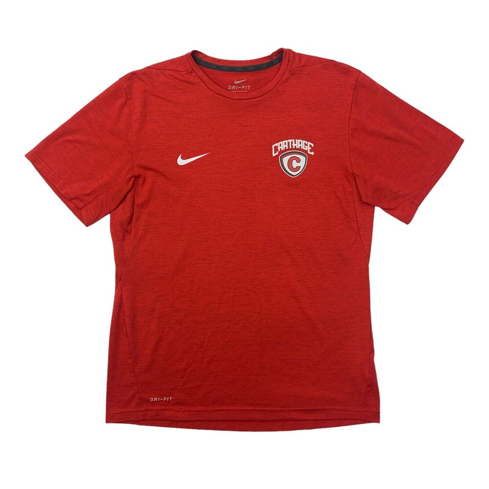 Nike Carthage Firebirds T Shirt Mens M Medium Red Heather Dri Fit Training Tee